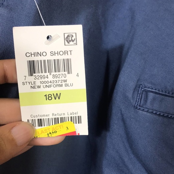 STYLE‎ & COMPANY Shorts Womens 18W Blue Mid Rise Casual Chino Raw Hem - Picture 8 of 9